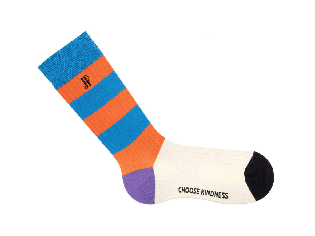 orange_blue_multi - Right Sock