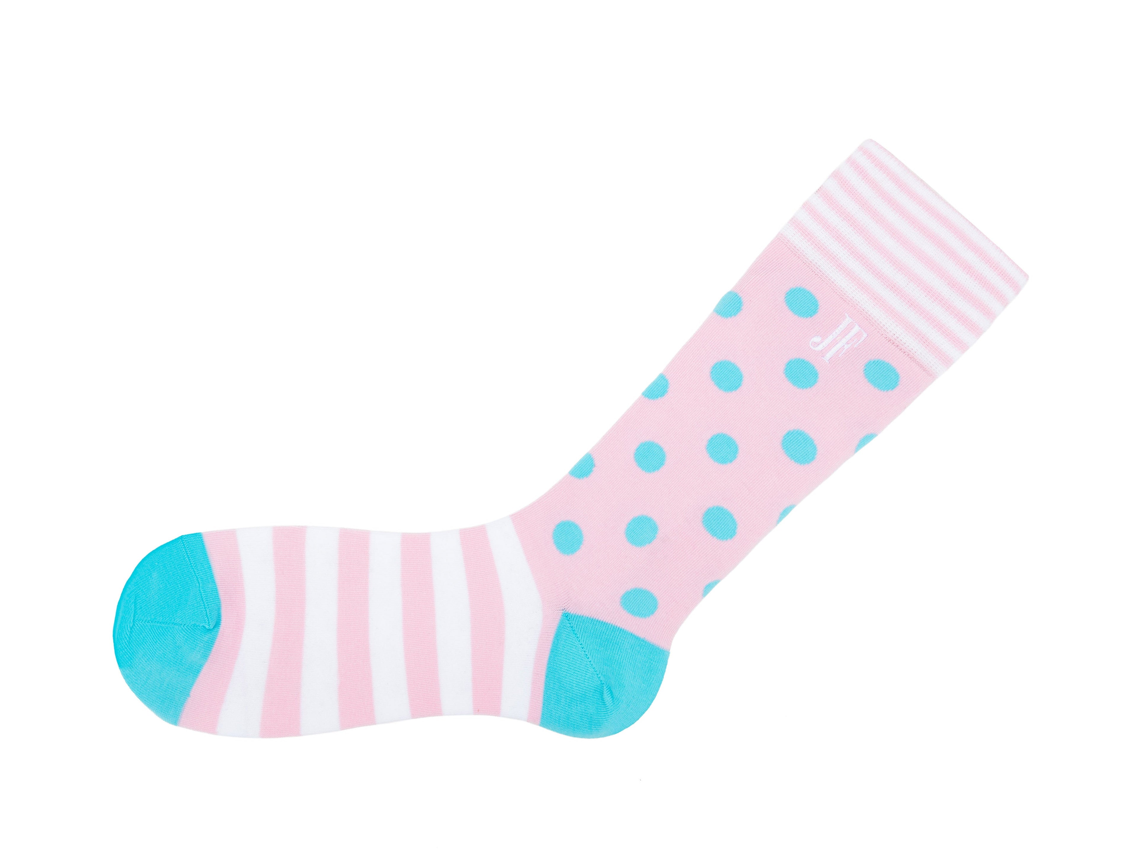 white,blue,pink - Left Sock