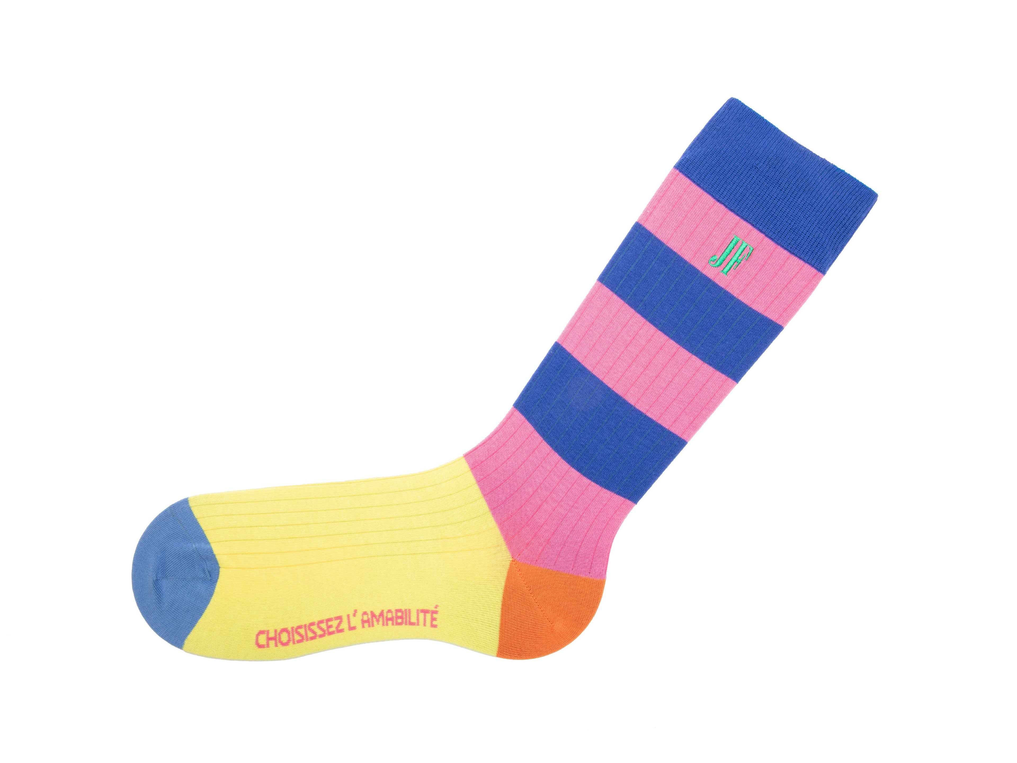 pink_blue_multi - Left Sock