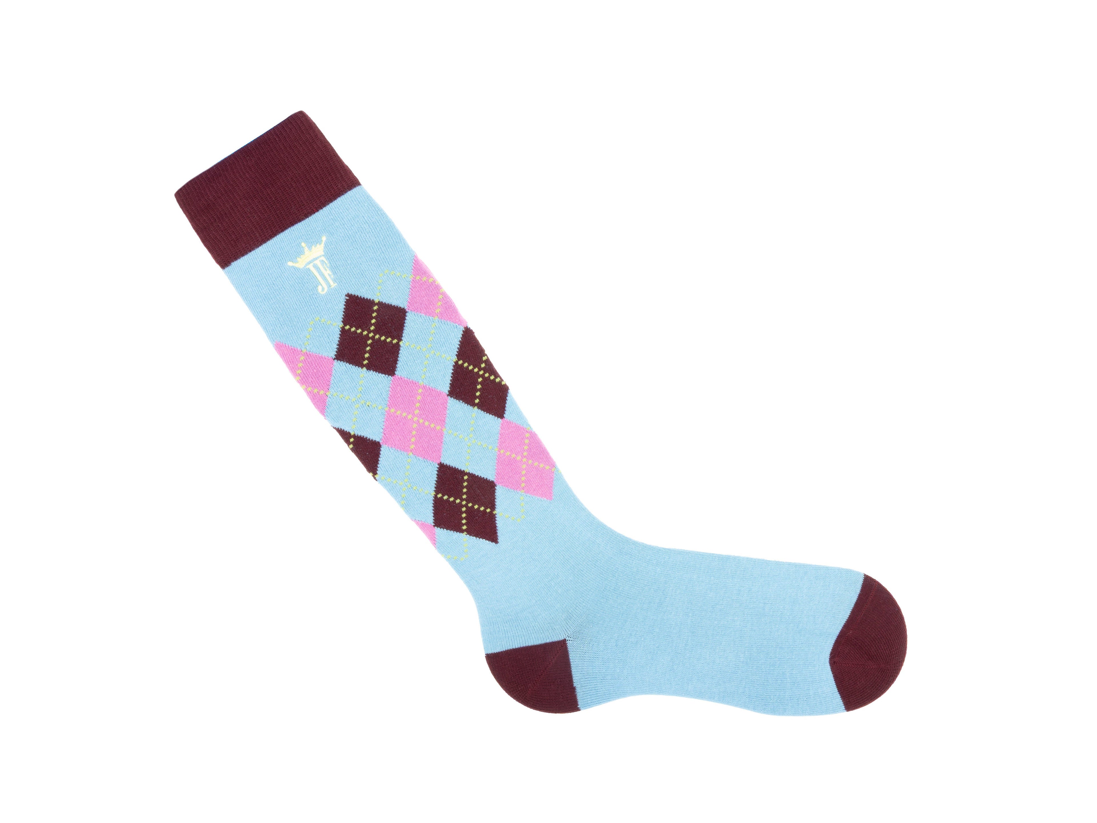 blue_burgundy_pink - Right Sock