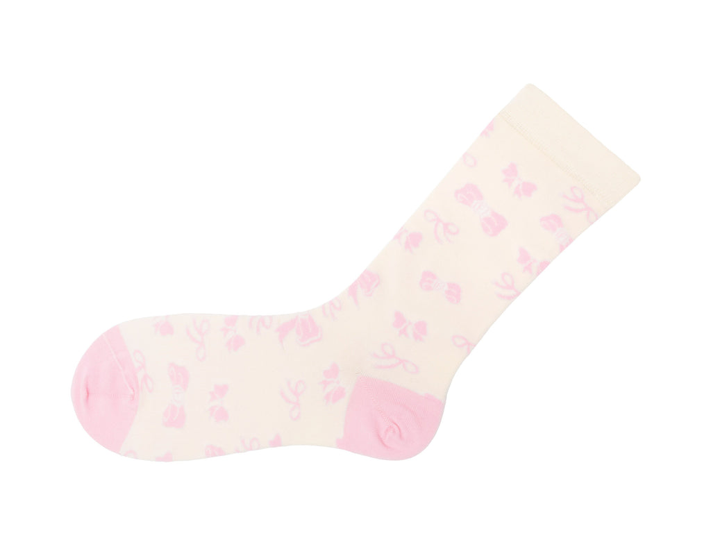 cream_pink - Left Sock