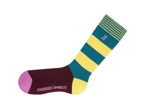 teal_green_burgundy - Left Sock