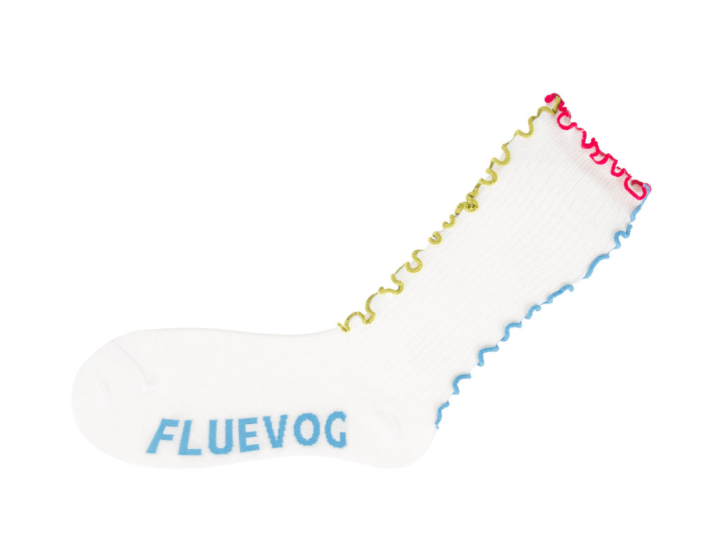 white,yellow,blue - Left Sock of the White Colourway