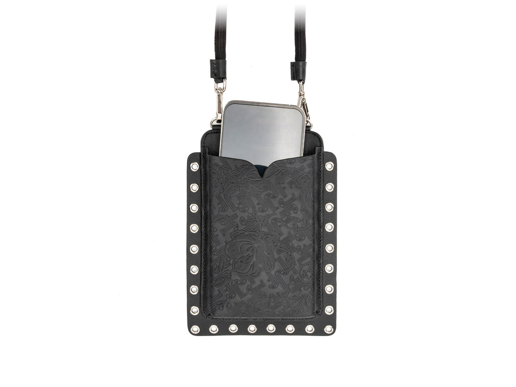 black_emboss - Alternate Main View with Phone indicating size