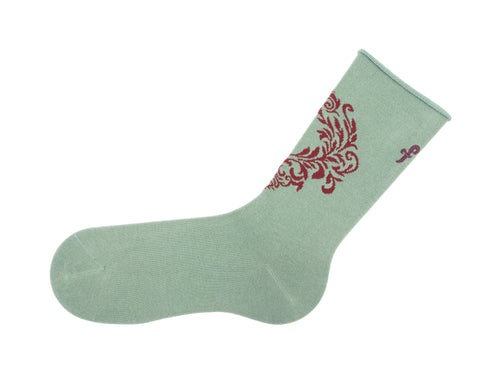 green_burgundy - Left Sock