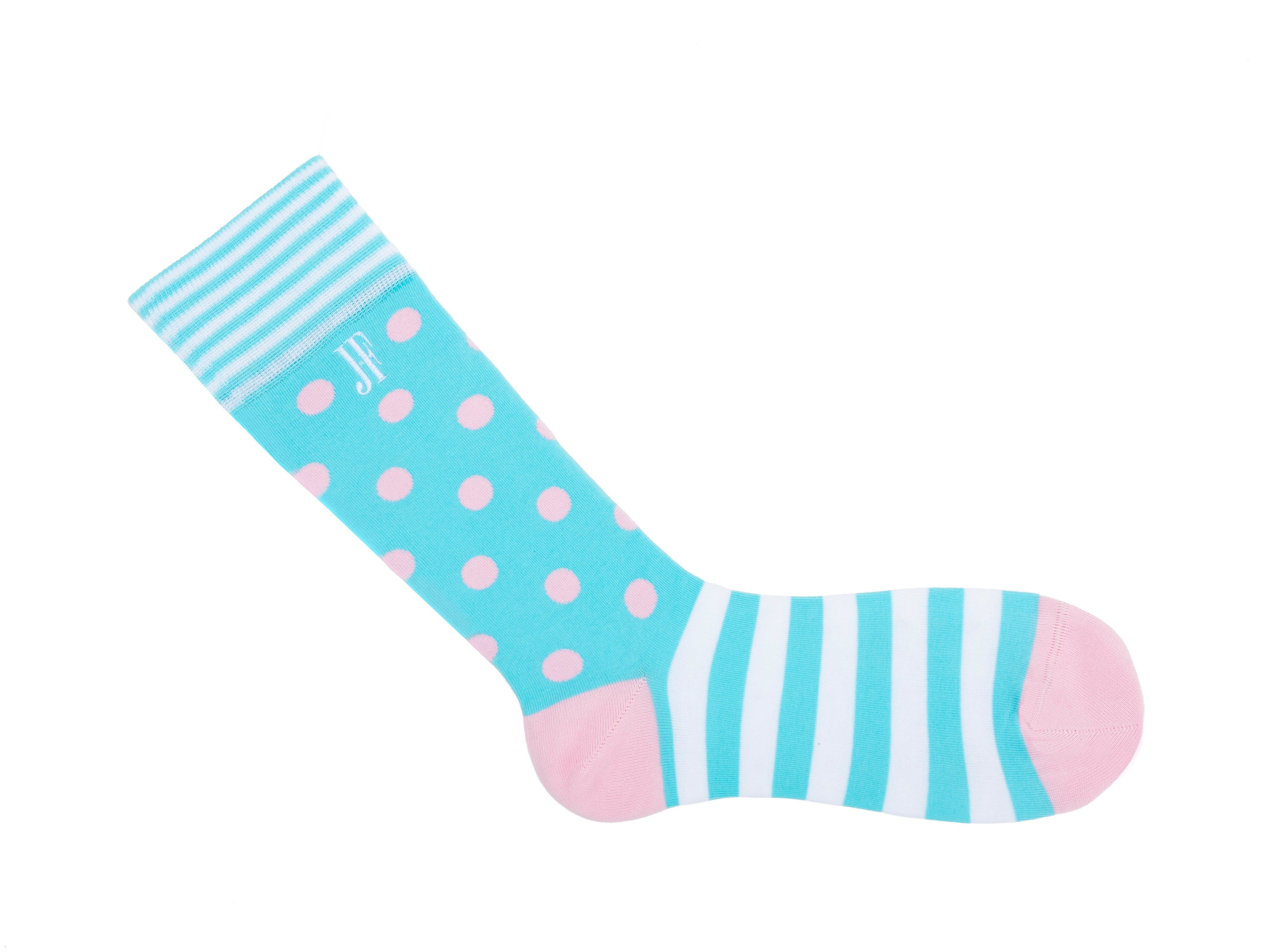 white,blue,pink - Right Sock