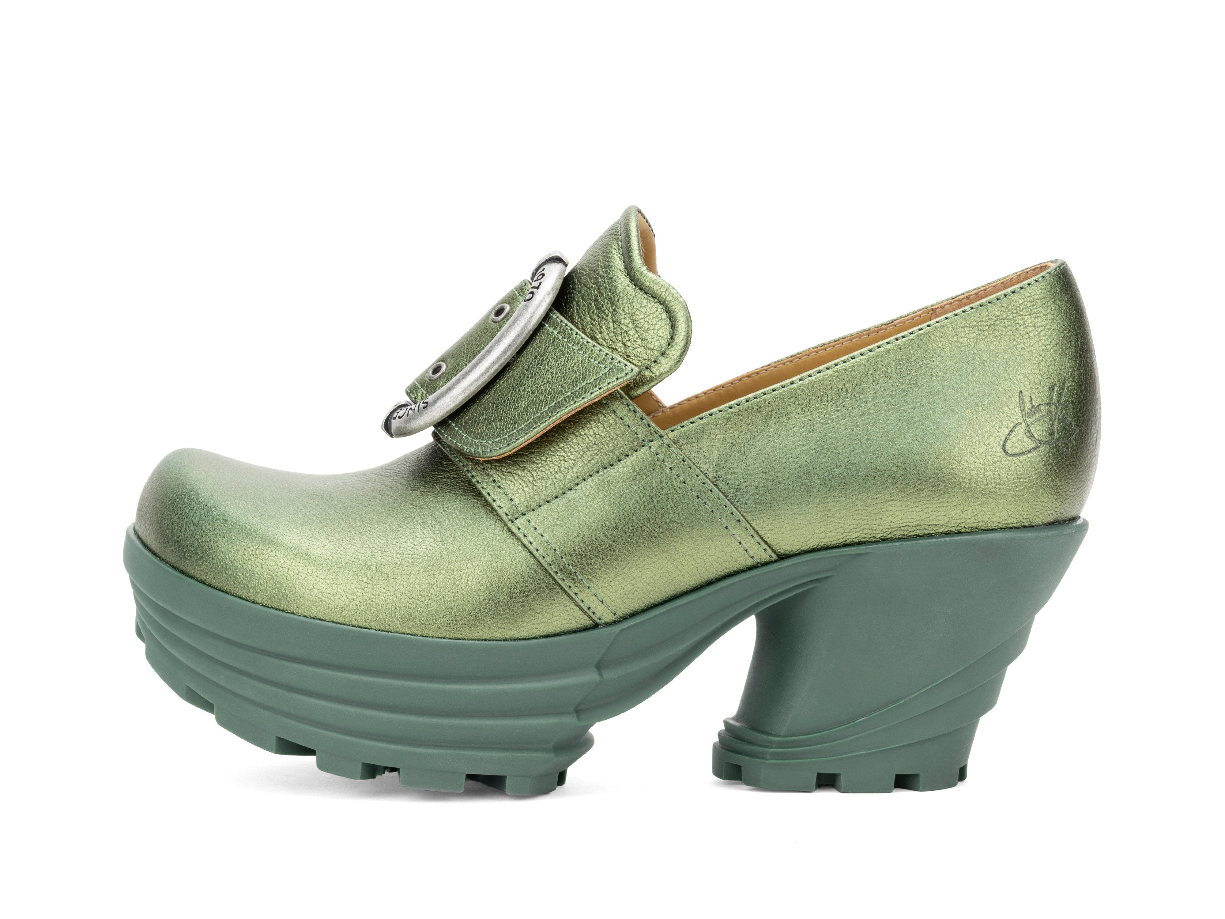 illinium flux シフトノ IN.FOCUSシフトブーツ グリーン Cadence - Green Metallic – John Fluevog Shoes
