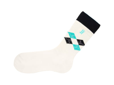 Argyle Vog Socks - Cream/Black