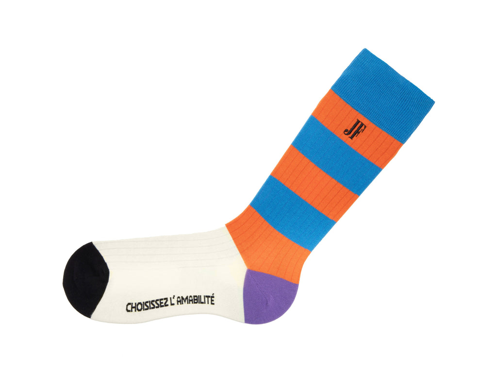 orange_blue_multi - Left Sock