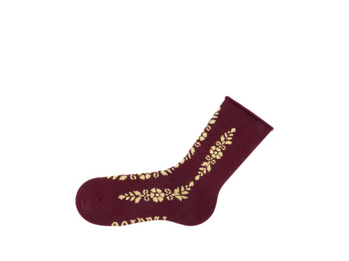 burgundy_green - Left Sock