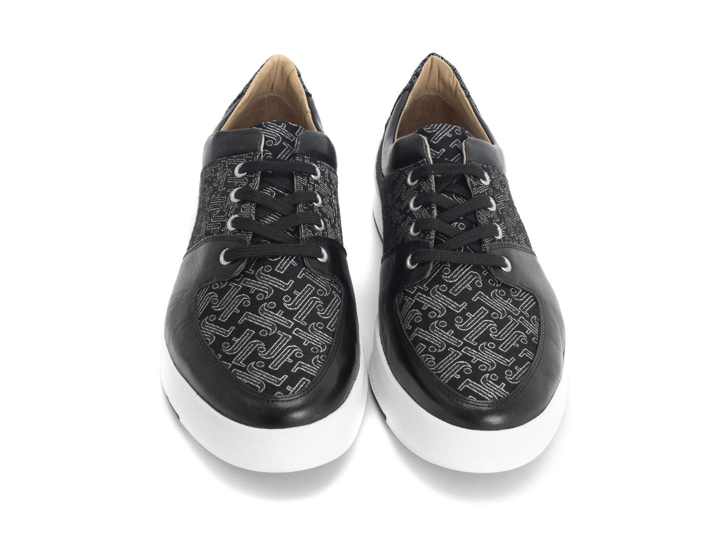 170V Black/JF Monogram Contrast Low-Top Sneakers: Front