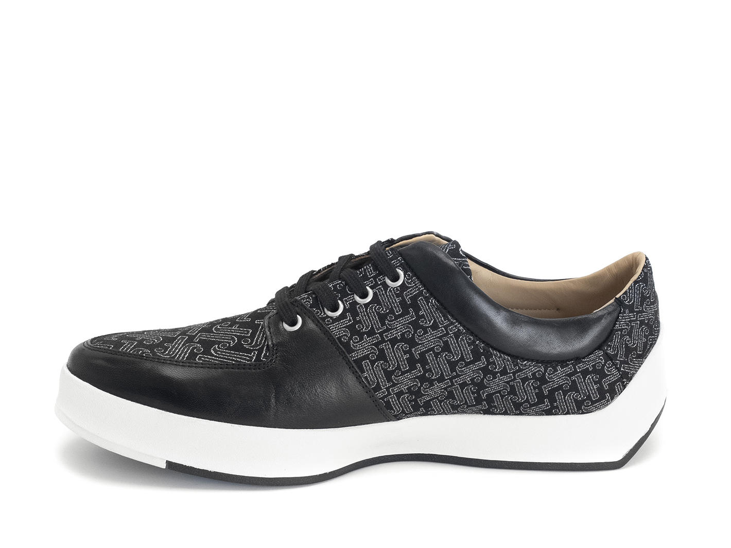 170V Black/JF Monogram Contrast Low-Top Sneakers: Profile inside