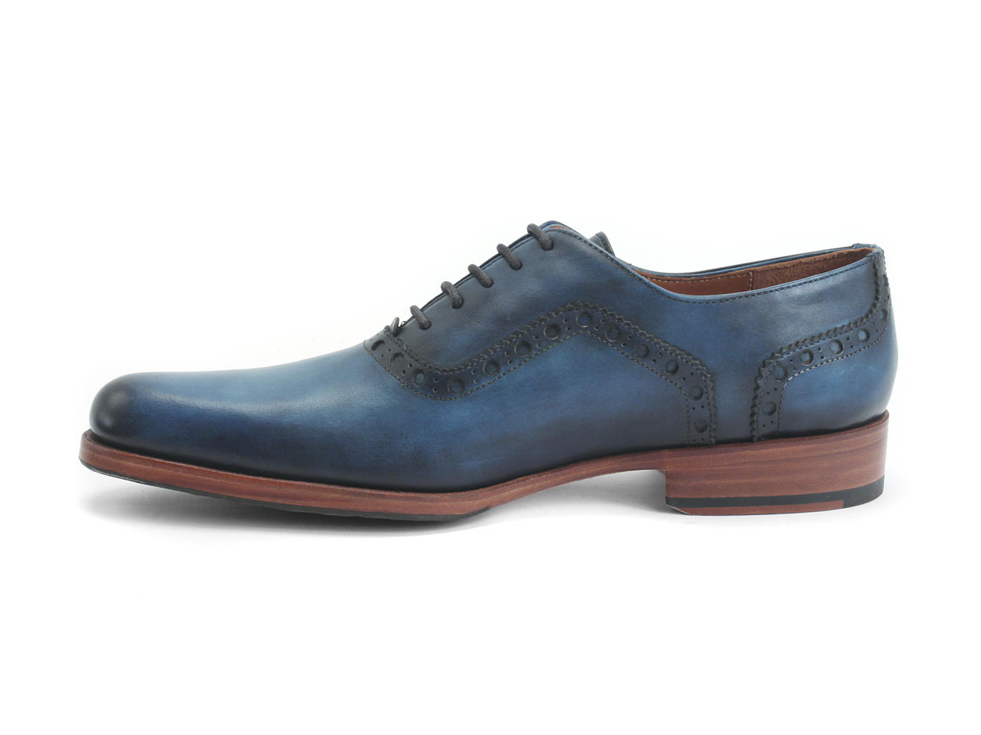 837 Granville Blue Brogue Leather Oxfords: Profile inside