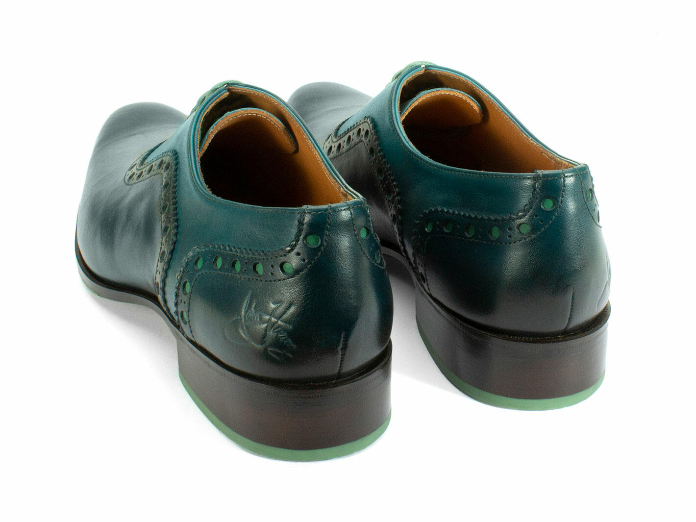 837 Granville Turquoise Brogue Leather Oxfords: Back