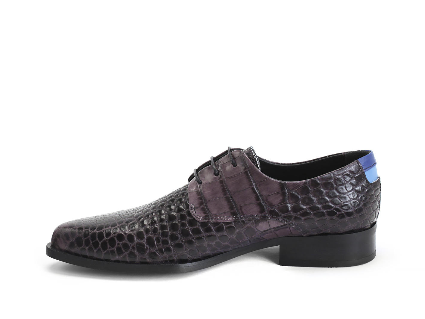 Ace Face Charcoal Alligator Simple derby lace-up: Profile inside