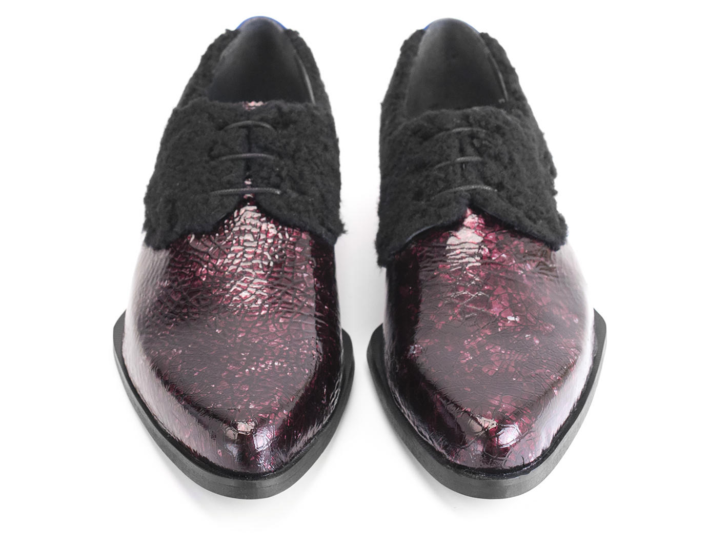 Ace Face - Ruby/Shearling | Simple derby lace-up | Fluevog Shoes