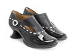 Achiever Black Buckled shoe with stitching: Quarter view