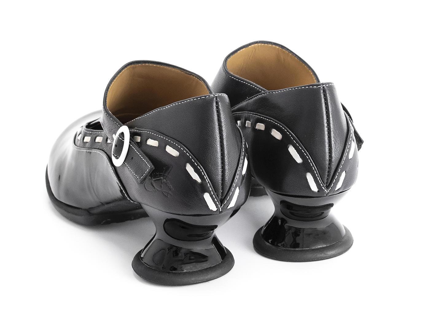 Achiever Noir Chaussure à boucle avec surpiqûres: Back