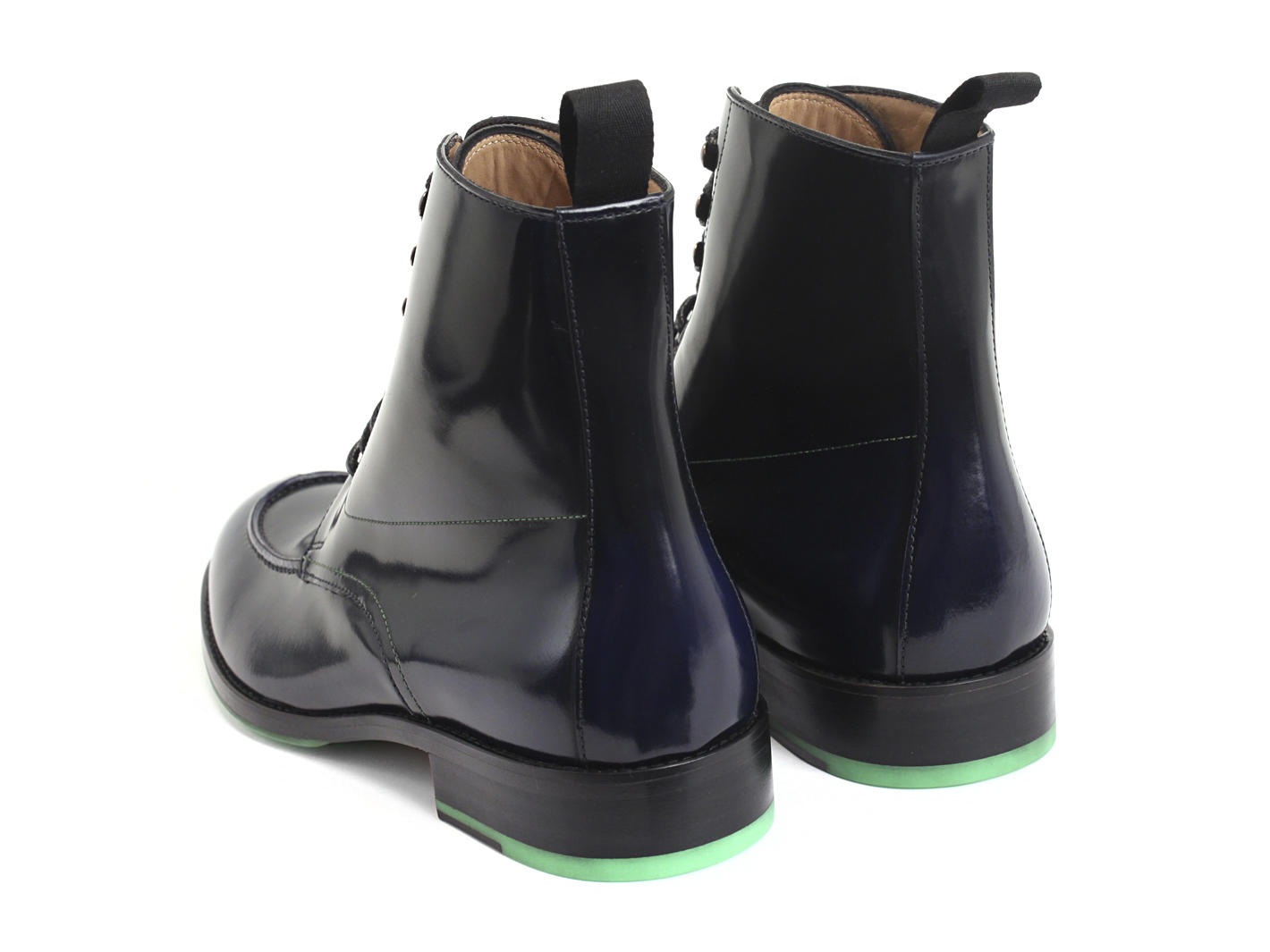 Admiral Blue Patent lace-up boot: Back
