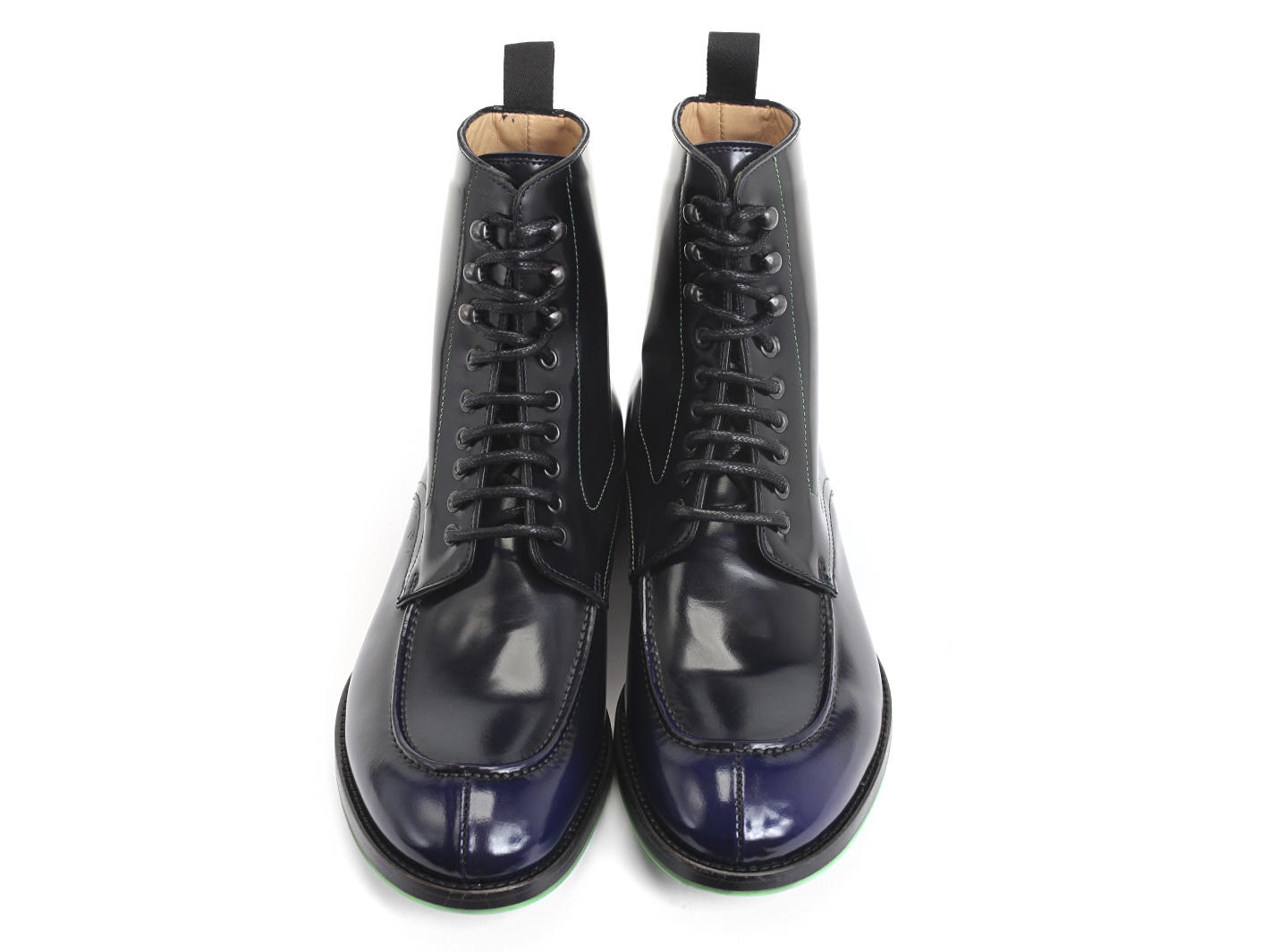 Admiral Blue Patent lace-up boot: Front