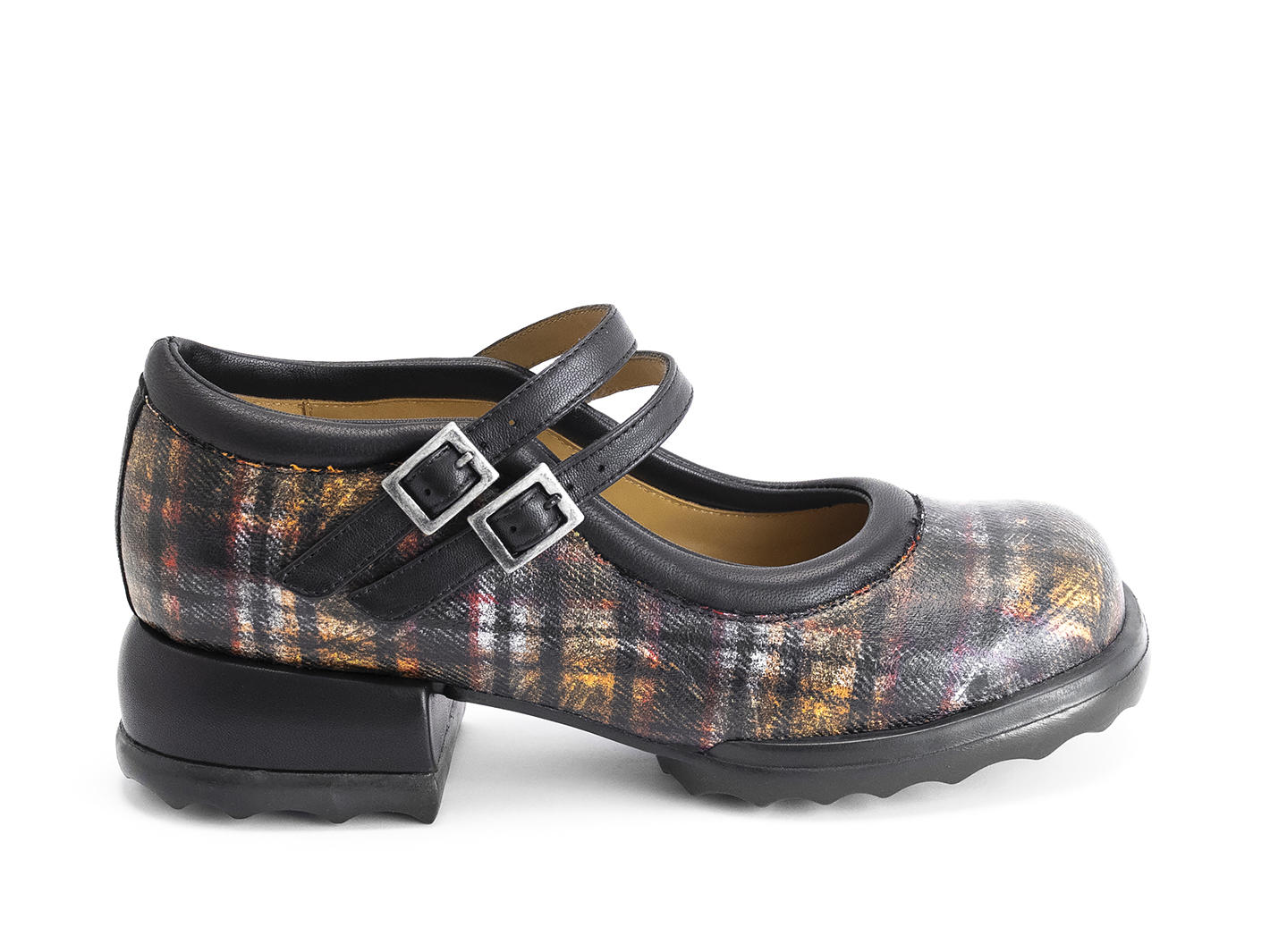 Aimee Plaid Solid mary jane: Profile outside
