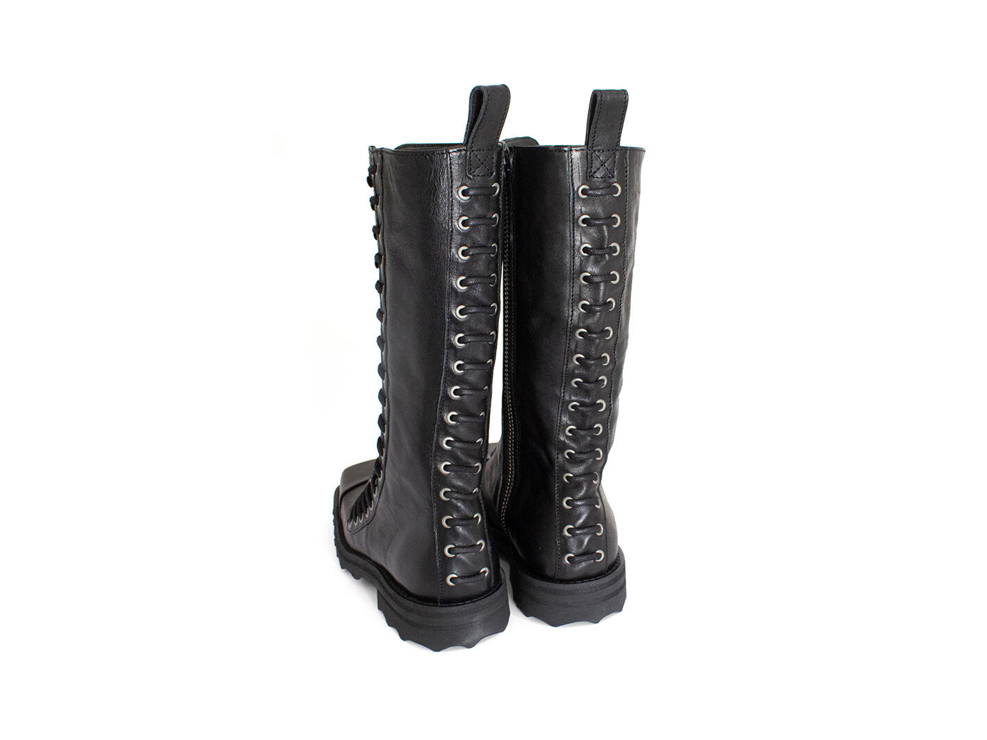 Alonso Noir Botte haute lacée avec fermeture à glissière: Back