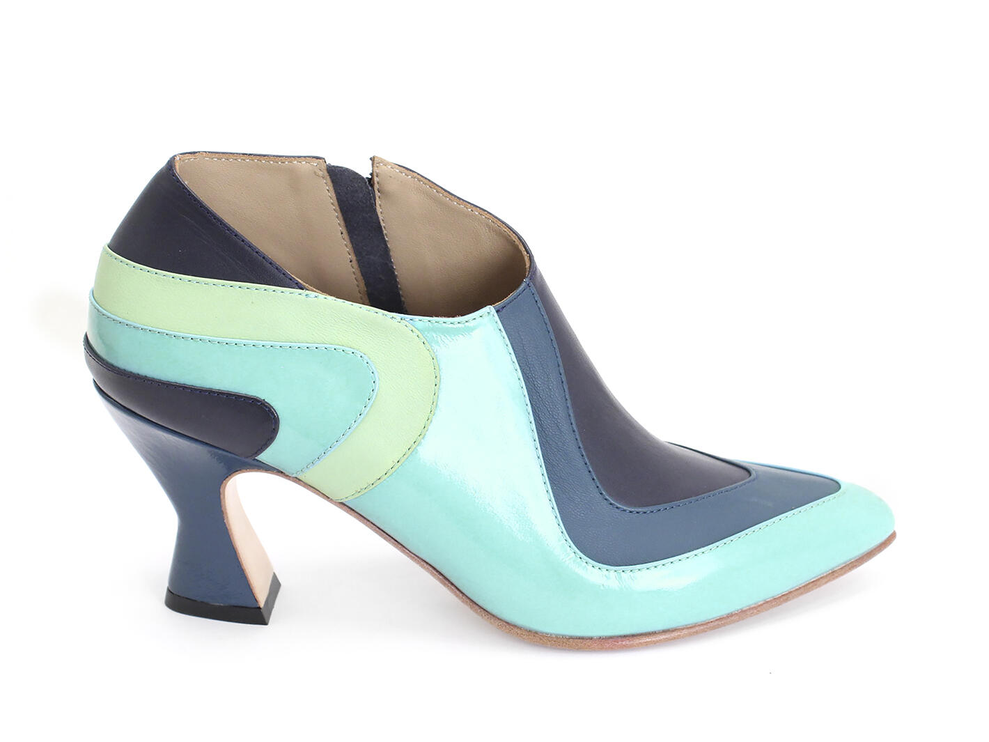 Amadeus Blue/Green Layered leather shoe: Profile outside