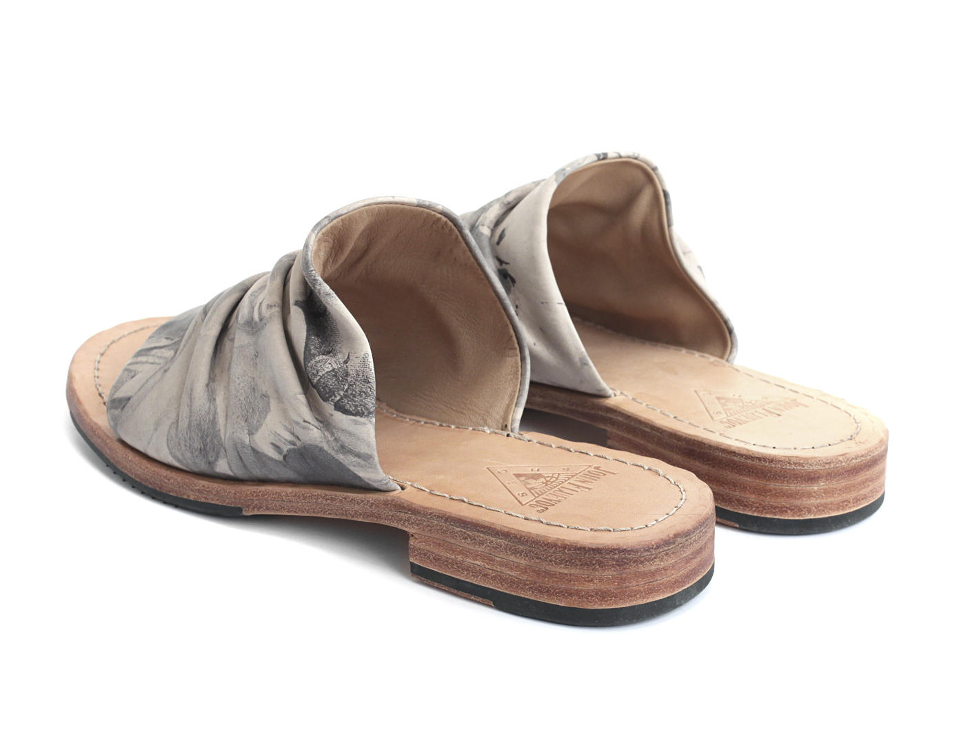 Amazon Gris floral Sandale de cuir à enfiler: Back