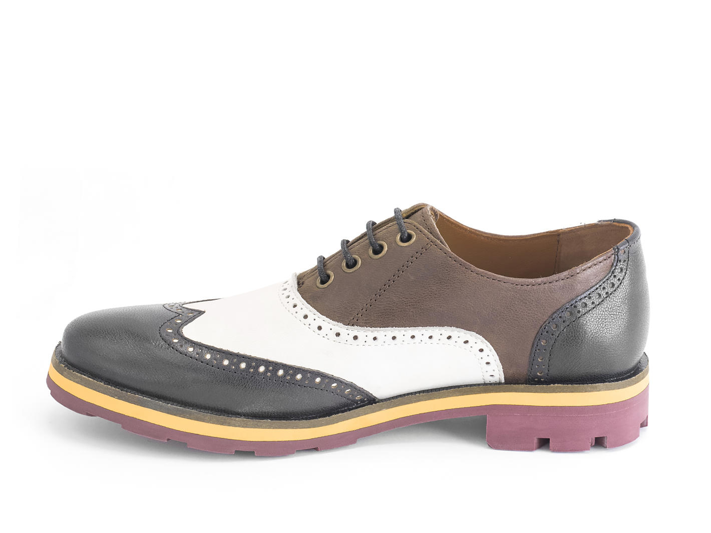 Andrew Brun/Blanc/Noir Brogue à bout golf: Profile inside