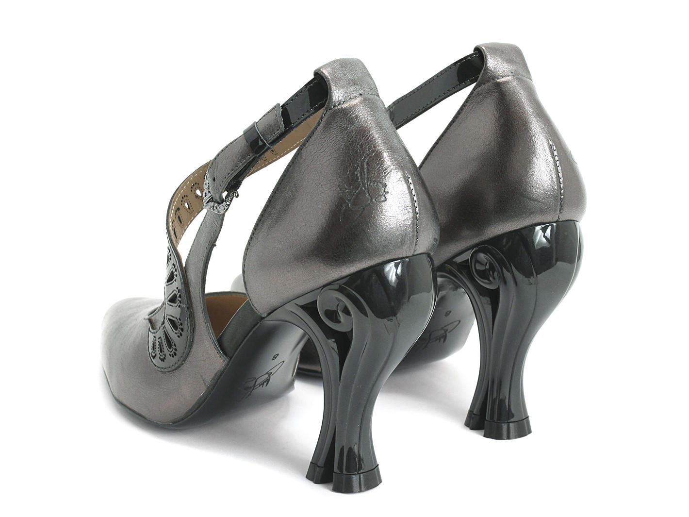 Andromeda Silver Elegant ankle strap heel: Back