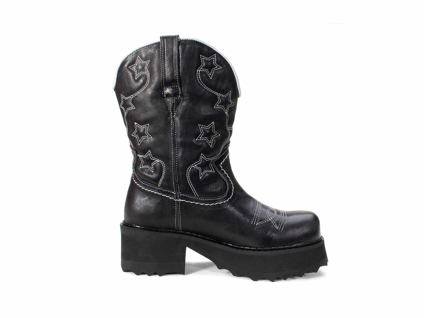 Ankle Cowboy Black Bottillon western à plateforme: Profile inside