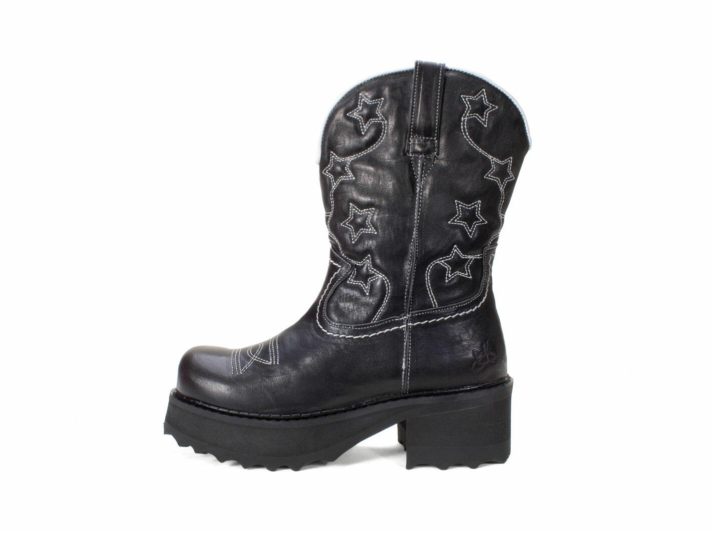 Ankle Cowboy Black Bottillon western à plateforme: Profile outside