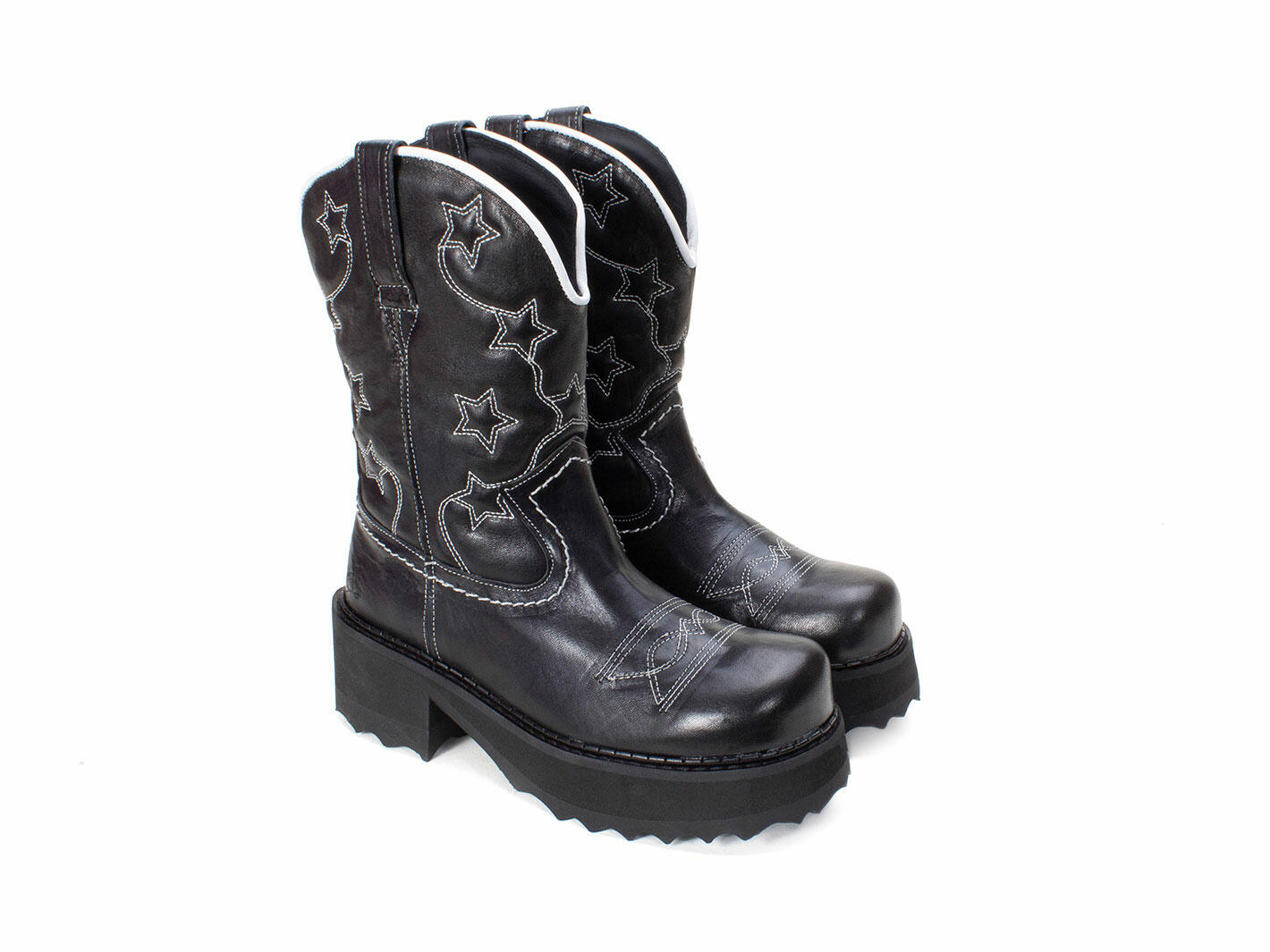 Ankle Cowboy Black Bottillon western à plateforme: Quarter view