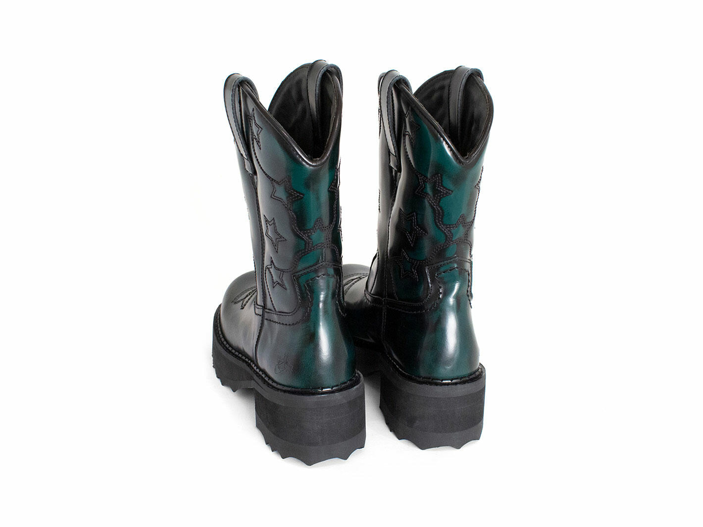 Ankle Cowboy Vert Bottillon western à plateforme: Back