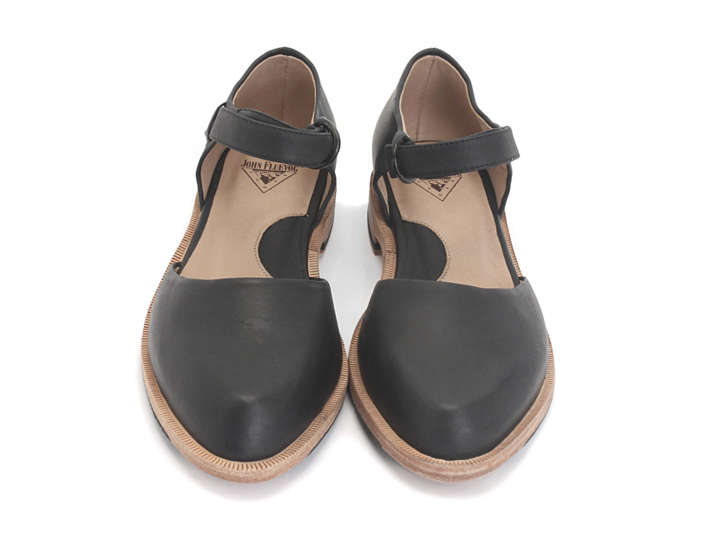 Anna Maria Noir Mary Jane Leather Flat: Front