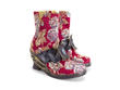 Anna Red Floral Jacquard Ankle boot with Angel wedge: Quarter view