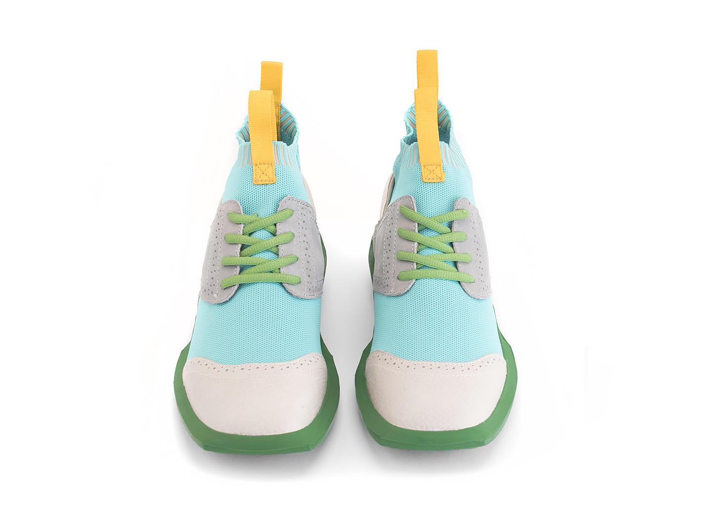 Anthony Vert/Gris Chaussure sport brogue avec tissu technique: Front