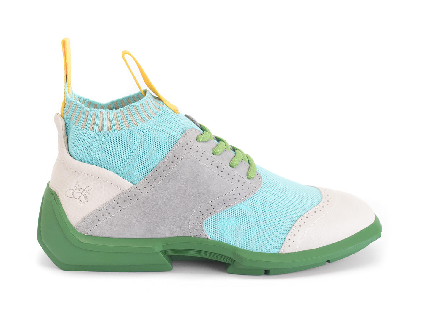 Anthony Vert/Gris Chaussure sport brogue avec tissu technique: Profile outside