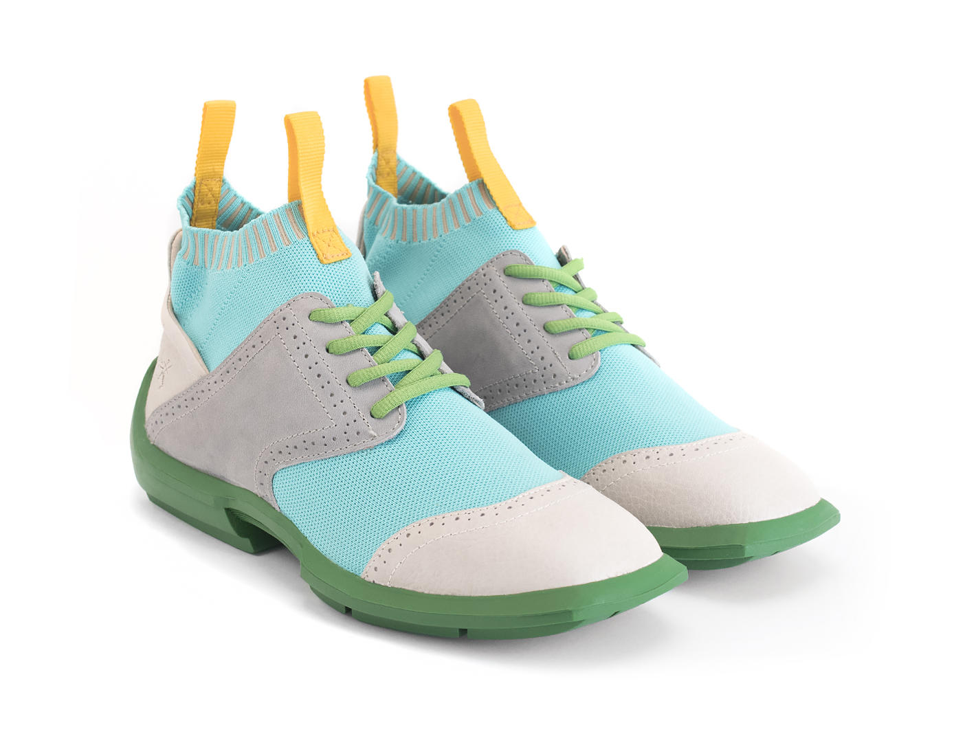 Anthony Vert/Gris Chaussure sport brogue avec tissu technique: Quarter view