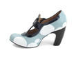 Arbus Blue Dots Leather T-Strap Heel: Profile inside
