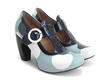Arbus Blue Dots Leather T-Strap Heel: Quarter view