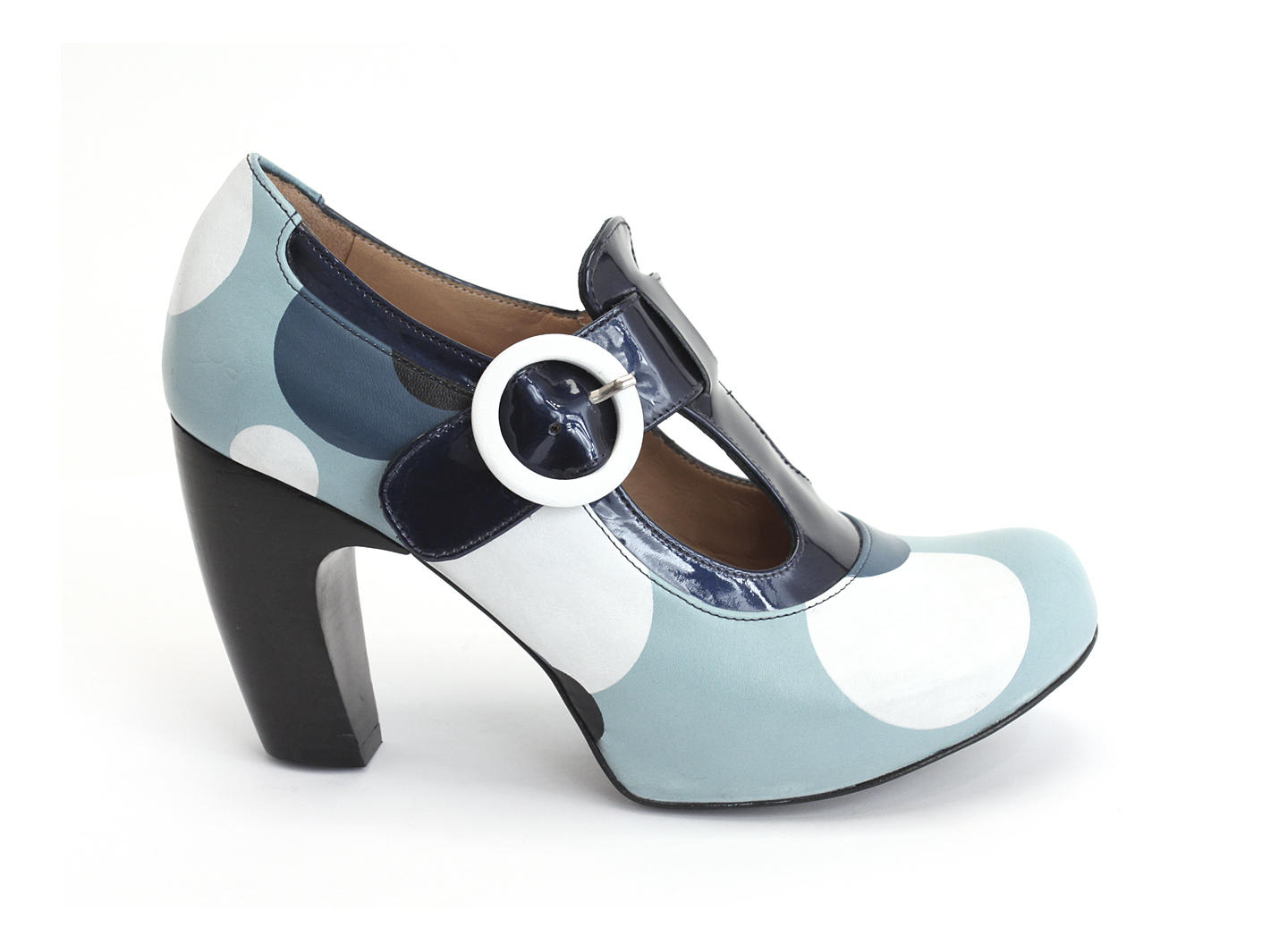 Arbus Pois bleus Talon Cuir Salomé: Profile outside