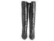 Atria Black Knee-high lace-up boots: Front