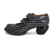 Aubrey Black/White Dots Double strap mary jane: Profile inside