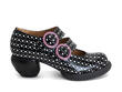 Aubrey Black/White Dots Double strap mary jane: Profile outside