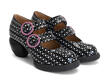Aubrey Black/White Dots Double strap mary jane: Quarter view