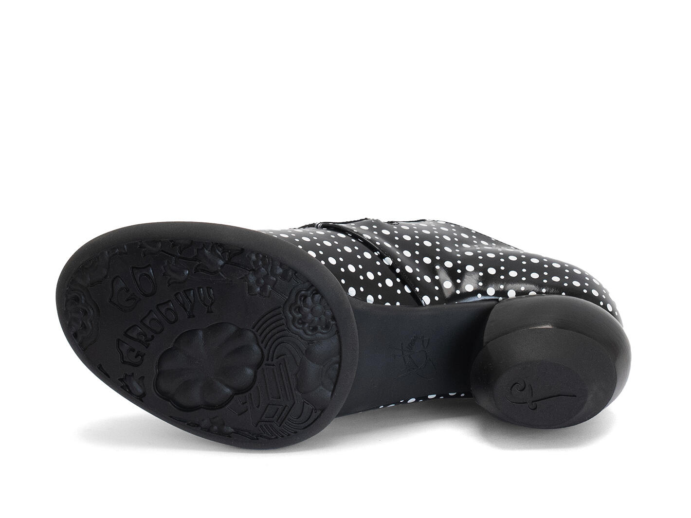 Aubrey Black/White Dots Double strap mary jane: Sole