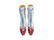 Aura Red/Green Floral Brogue Tall Boots: Front