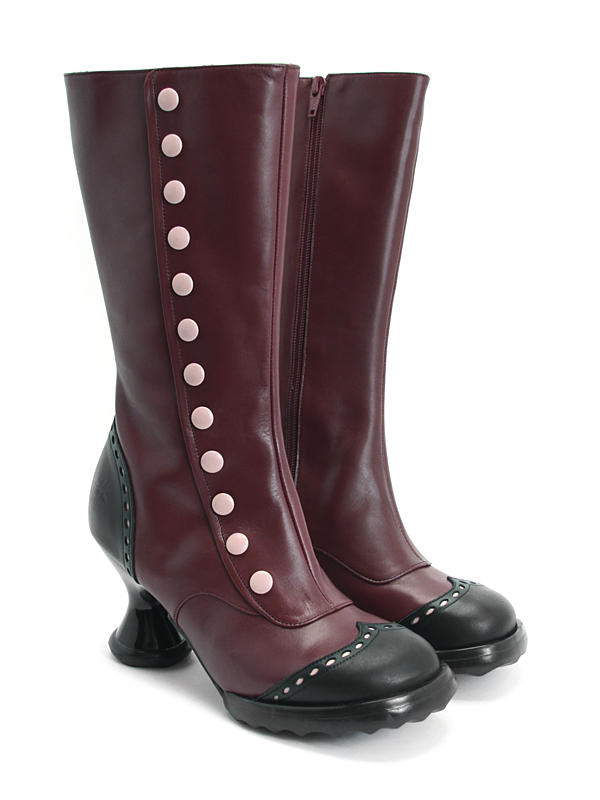 Babycake Cherry & Black Mid-Height Boot with Buttons