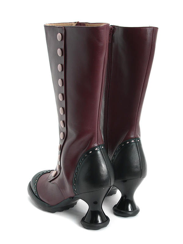 Babycake Cherry & Black Mid-Height Boot with Buttons